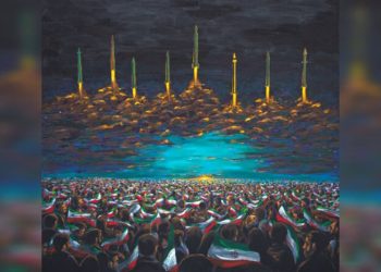نقاشی جدید علی داودی برای شبِ موشکی ایران