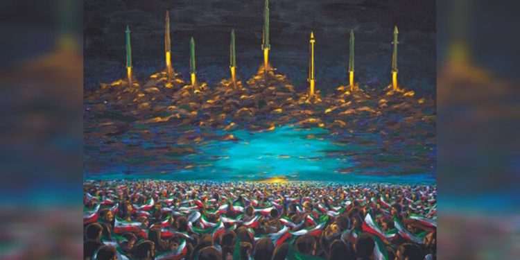 نقاشی جدید علی داودی برای شبِ موشکی ایران